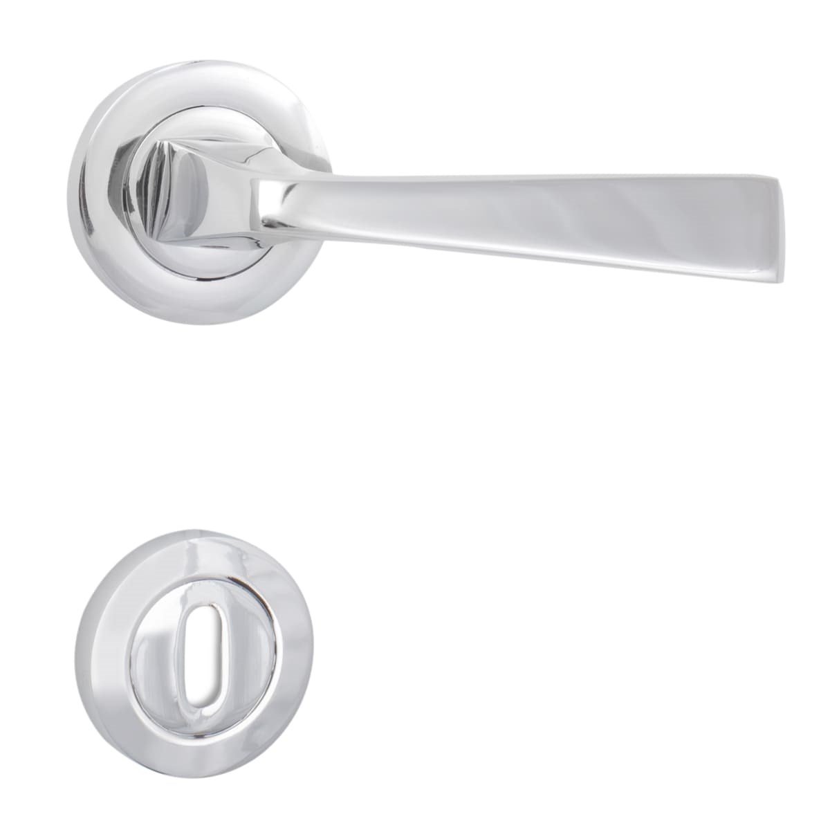 ÖZEN ALM. PİRAMİT YUVARLAK ROZETLİ KAPI KOLU KROM