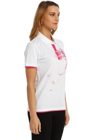 T-shirtSOLO TRİKOA19A001-1Solo Beyaz Polo Yaka Bayan T-Shirt