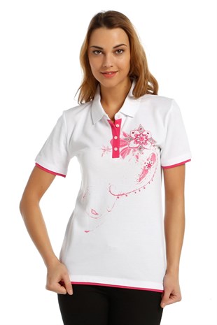 T-shirtSOLO TRİKOA19A001-1Solo Beyaz Polo Yaka Bayan T-Shirt