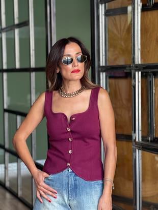 Askılı triko bluz