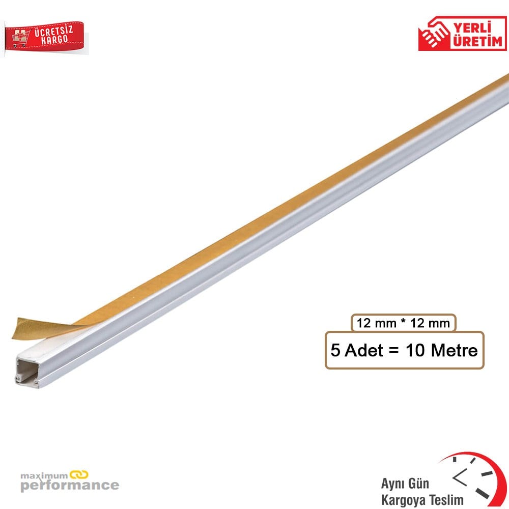 12*12 Mm Yapışkanlı Bantlı Kablo Kanalı (10 Metre)