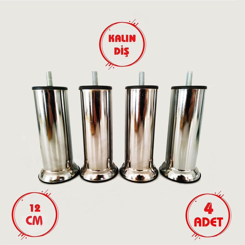 Baza Koltuk Kanepe Ayağı Civatalı 12 Cm (4 Adet) M8 İnce Diş