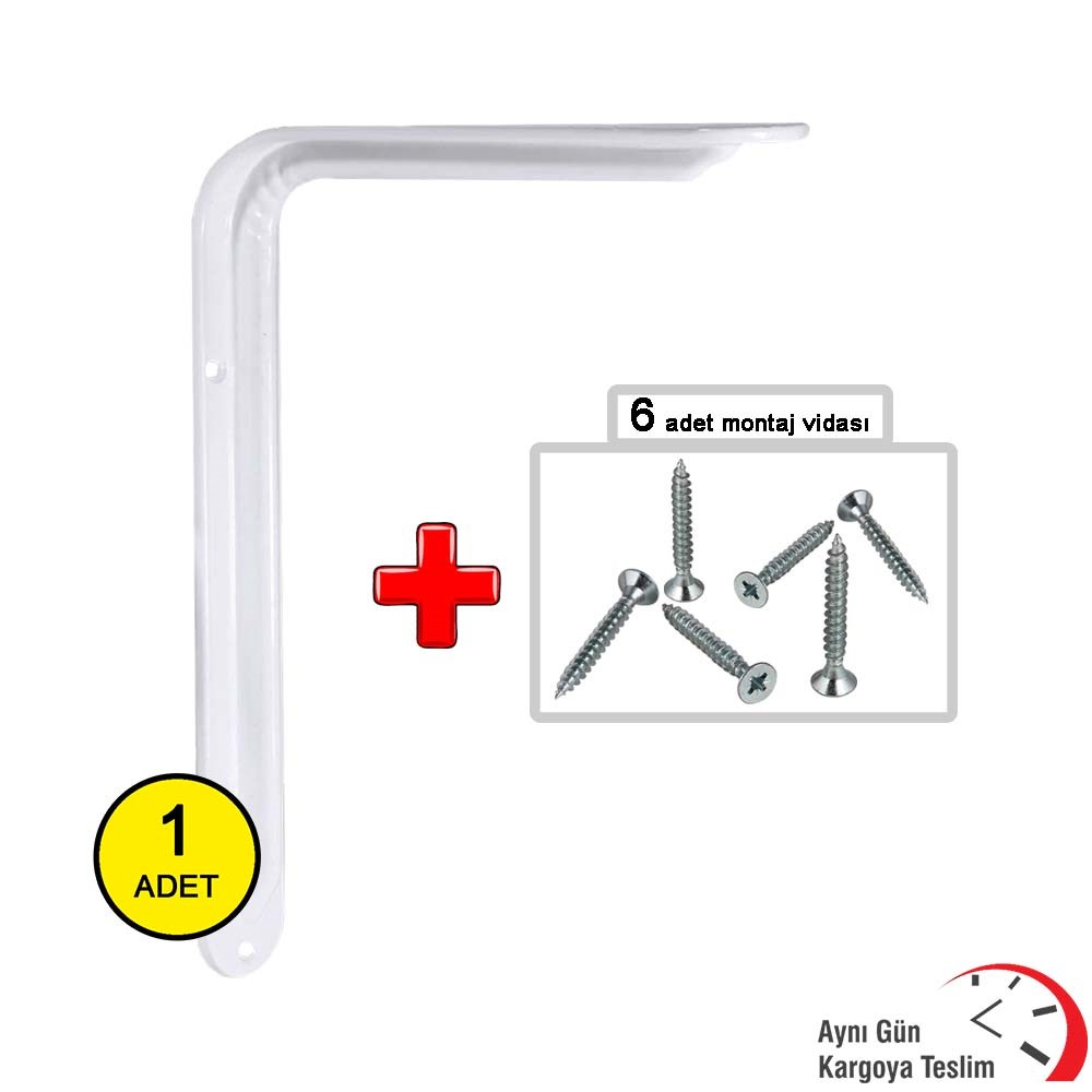 Beyaz Raf Altı L Ayak Raf Montaj Altlığı Raf Tutucu 10 Cm * 13 Cm