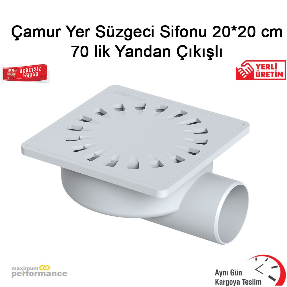 Çamur Süzgeci 20 Cm Yandan Çıkış 70 Lik