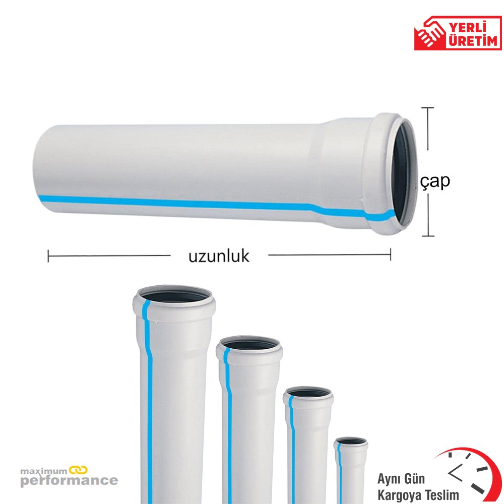 Fırat Gediz 75 Mm * 500 Mm Pvc Atık Su Borusu 2.2 Mm