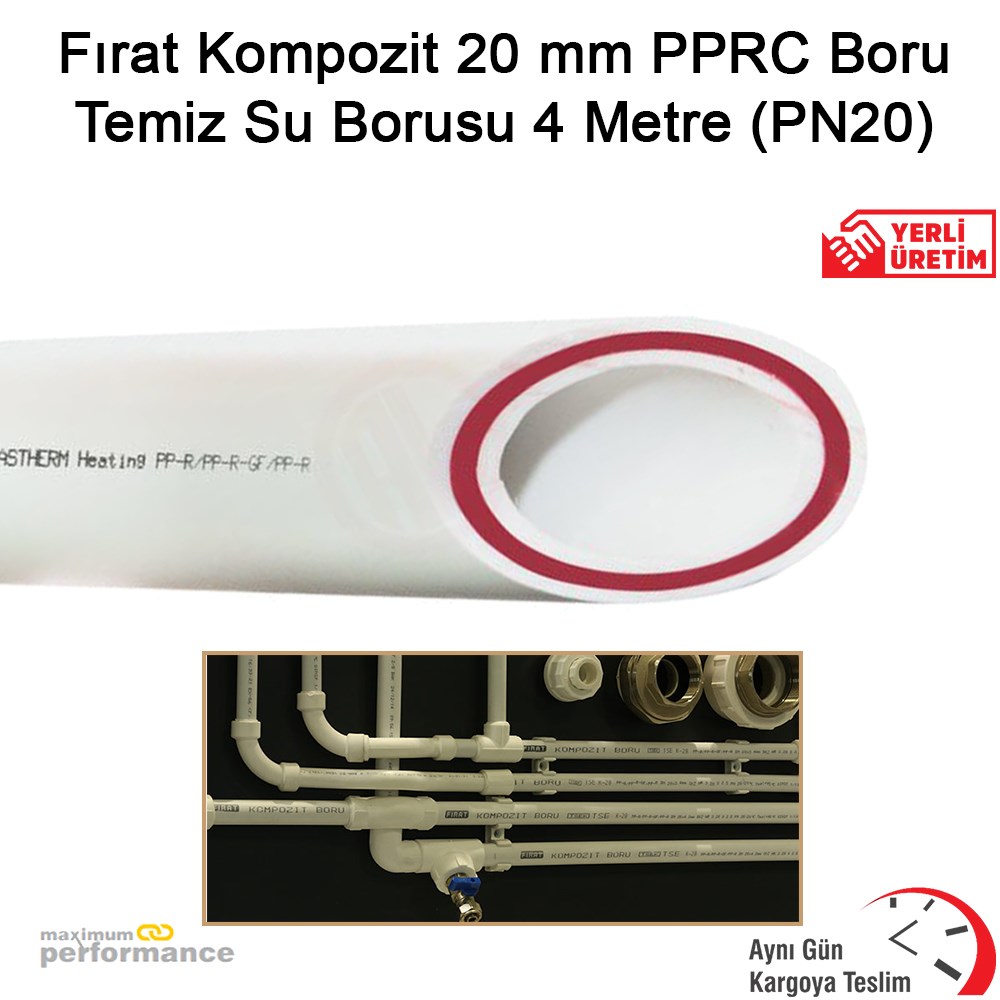 Fırat Kompozit 20 Mm Pprc Boru Temiz Su Borusu 4 Metre (Pn20)