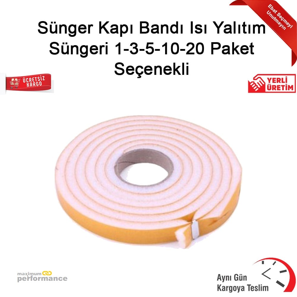 Sünger Kapı Bandı Isı Yalıtım Süngeri 1 3 5 10 20 Paket Seçenekli