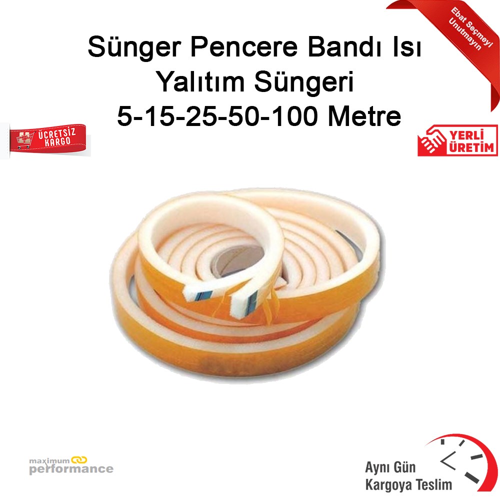 Sünger Pencere Bandı Isı Yalıtım Süngeri 5 15 25 50 100 Metre