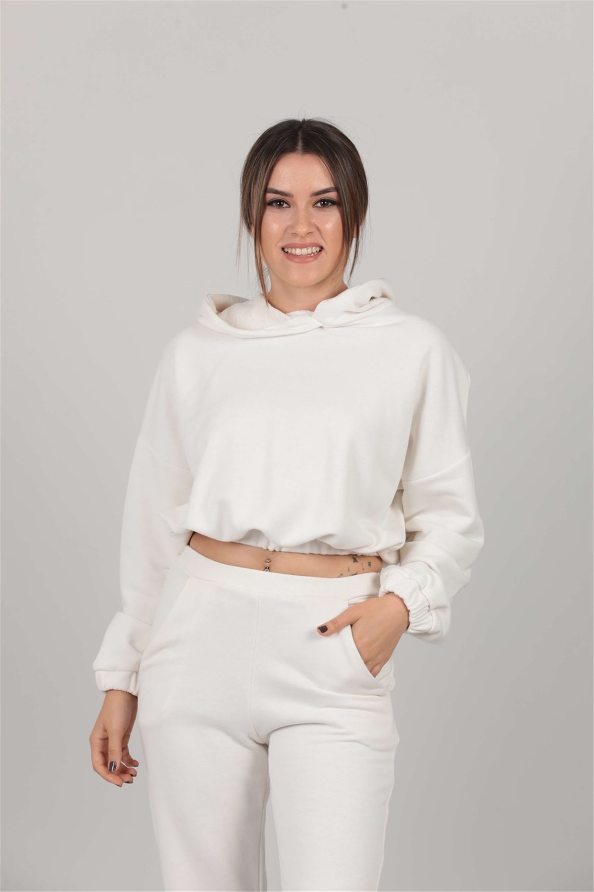 Double Breasted Collar Silvery Dress - White