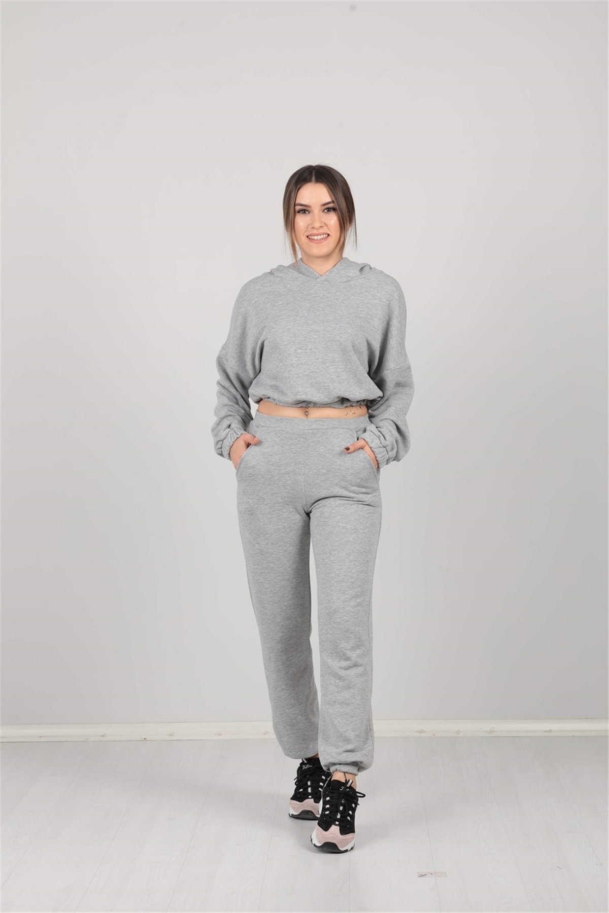 Double Breasted Collar Silvery Dress - Gray