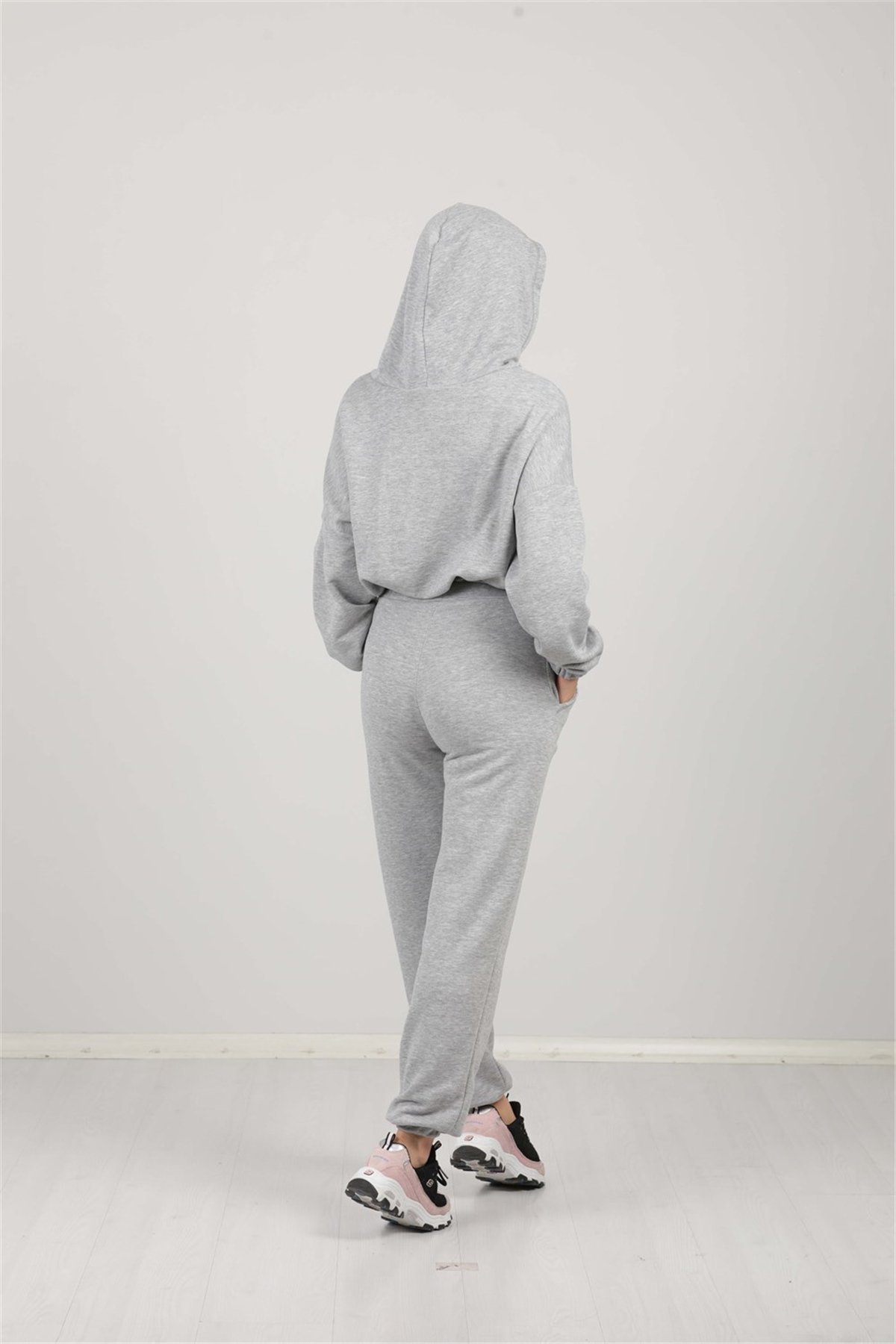 Double Breasted Collar Silvery Dress - Gray