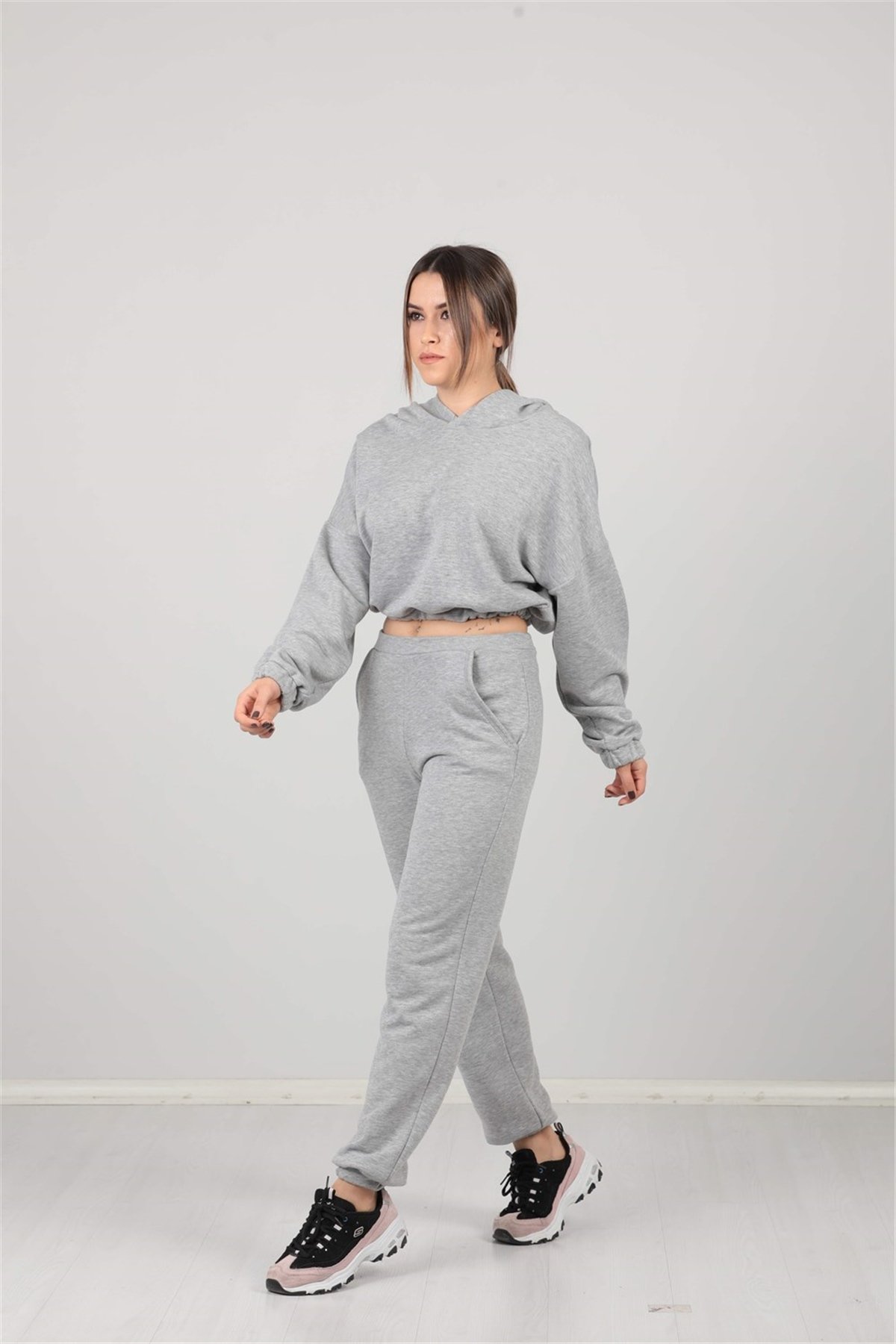 Double Breasted Collar Silvery Dress - Gray