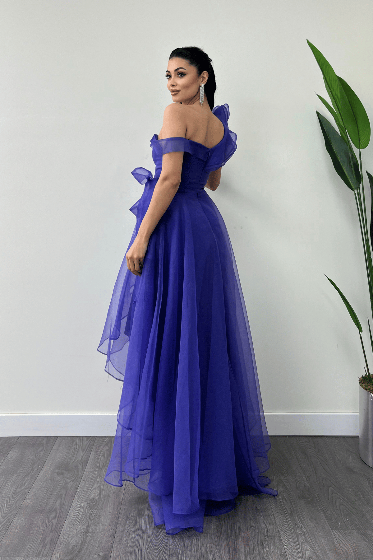 Organze Kumaş Kat Kat Abiye Elbise - MOR