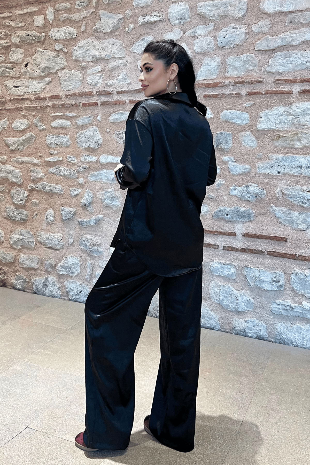 Saten Kumaş Takım - SİYAH