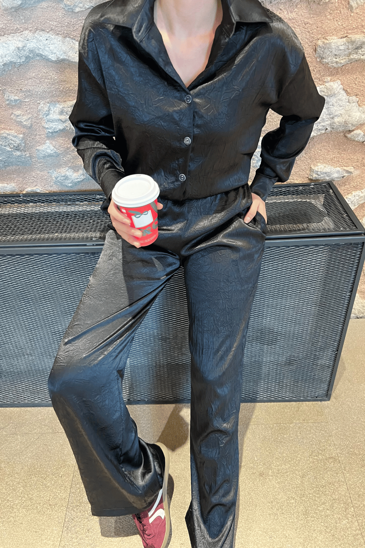 Saten Kumaş Takım - SİYAH