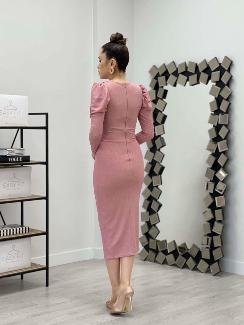 Simli Kalem Elbise - PUDRA