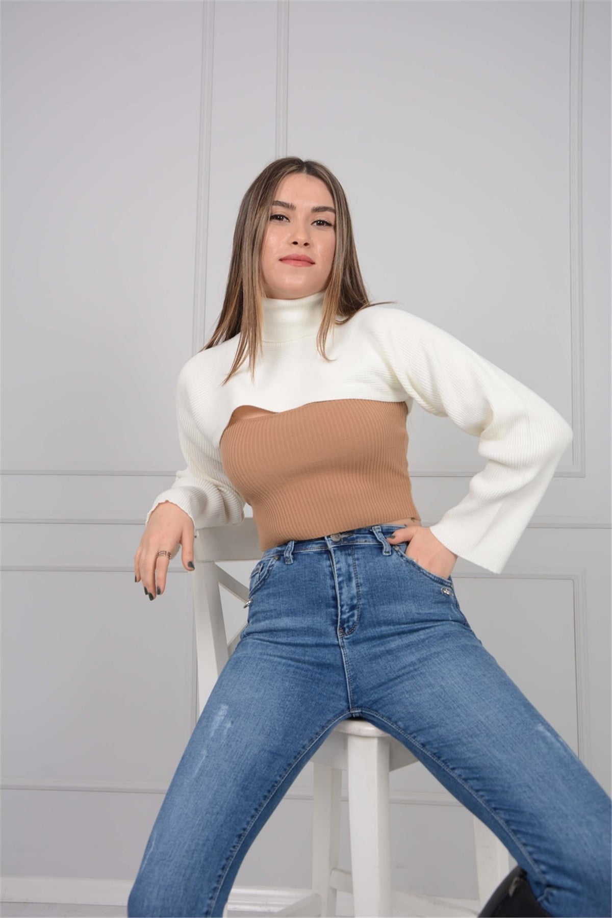 Triko Body - Beyaz/Krem