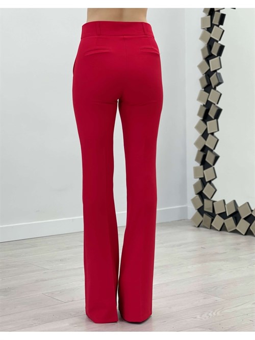 Atlas Fabric Bell-Bottomed Trousers - Red