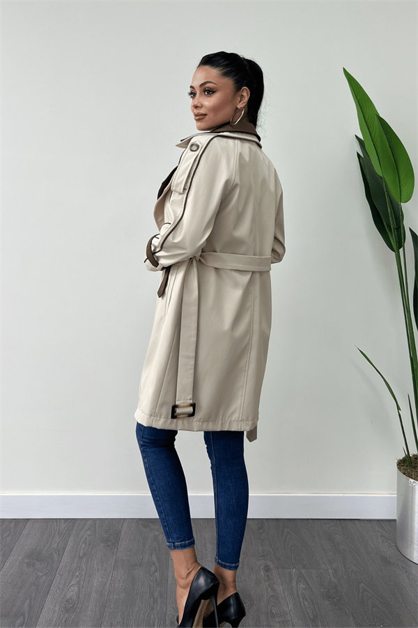 Bondit Kumaş Tasarım Trençkot - KREM