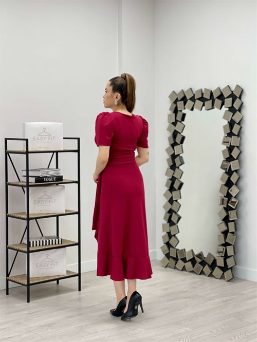 فستان متوسط الطول بقماش كريب