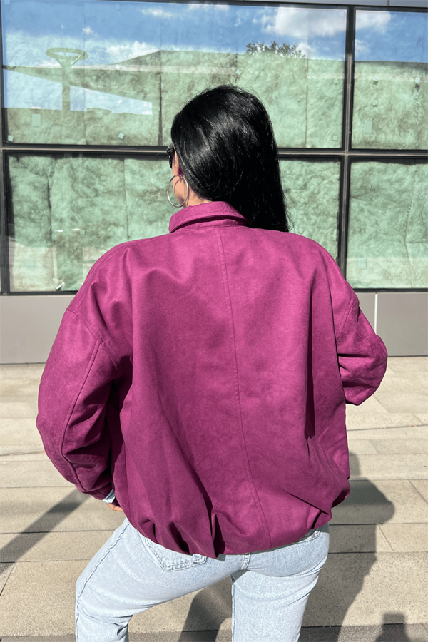 Dokuma Süet Kumaş Bomber Ceket - MÜRDÜM