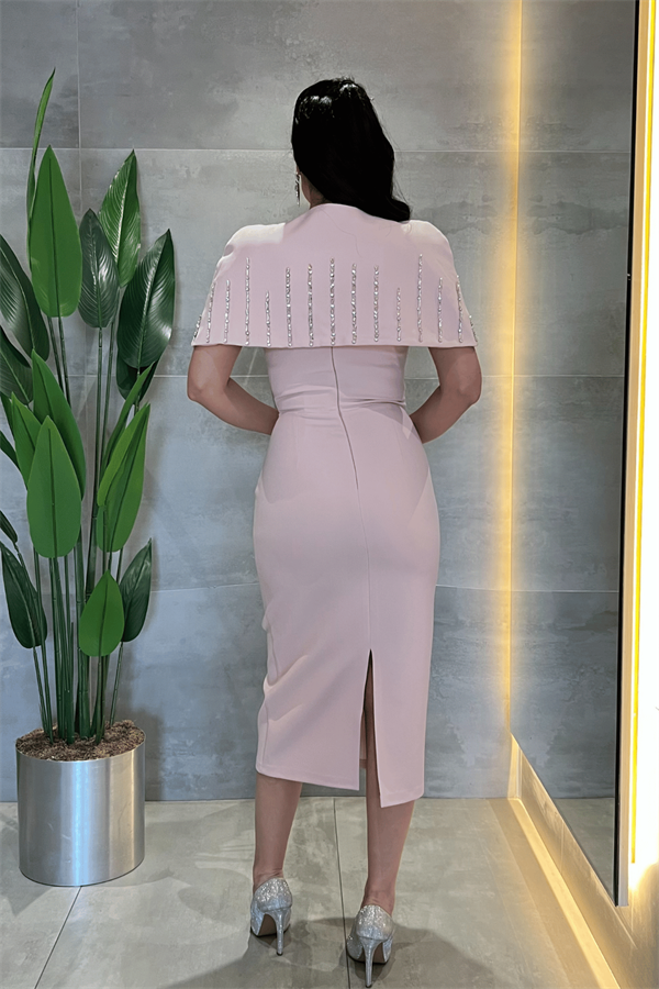 Double Kumaş Bolero Detaylı Kalem Elbise - PUDRA