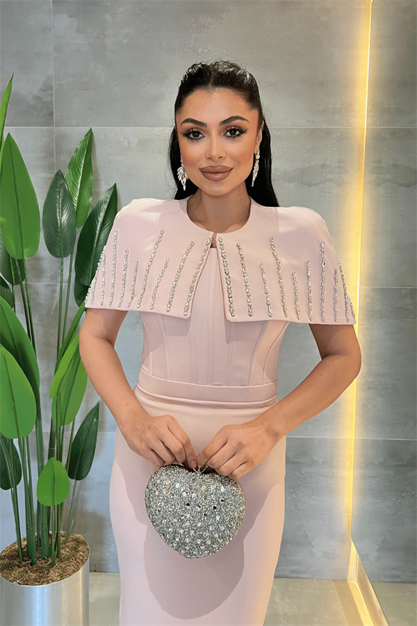 Double Kumaş Bolero Detaylı Kalem Elbise - PUDRA