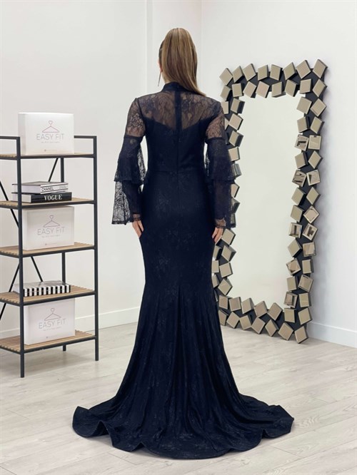 Full Lace Fish Dress  - Black