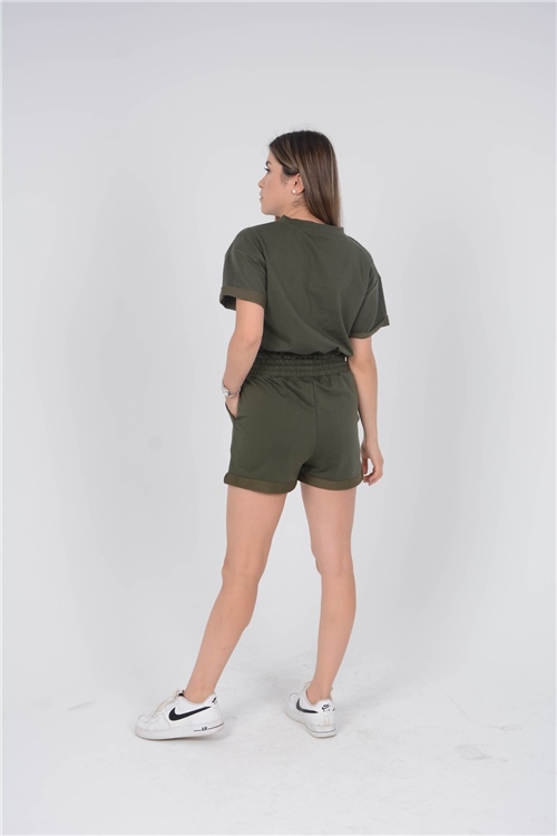 Double-knit Short Set  - Khaki Green