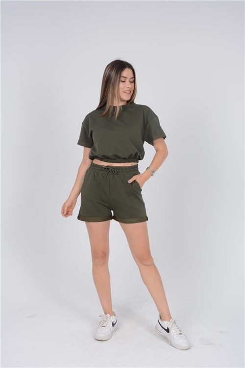 Double-knit Short Set  - Khaki Green