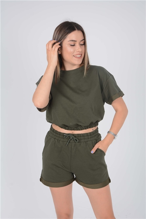 Double-knit Short Set  - Khaki Green