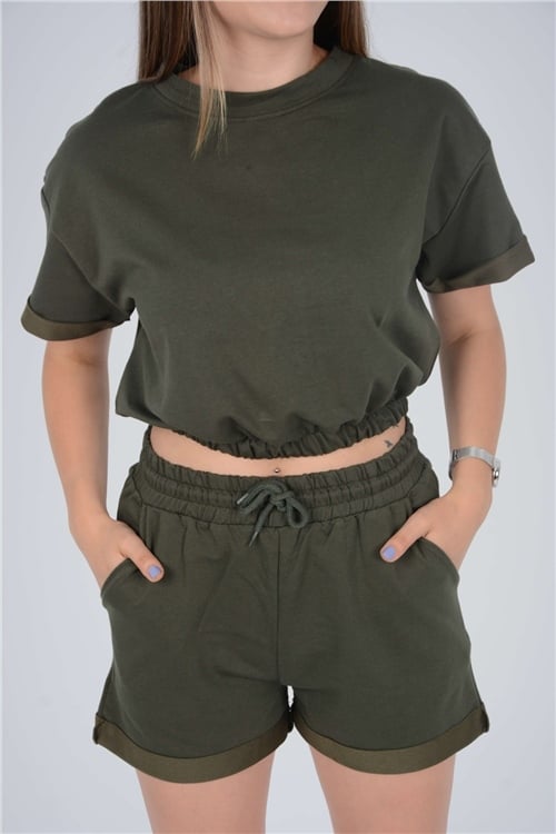 Double-knit Short Set  - Khaki Green
