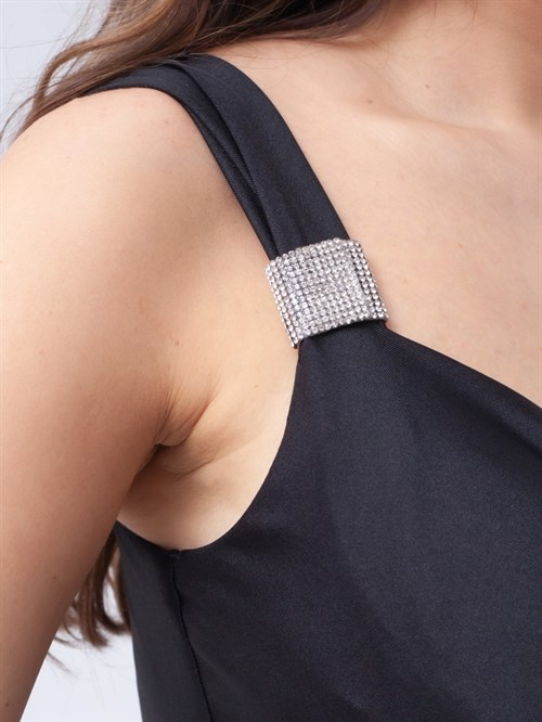 Jersey Fabric Flywheel Detailed Dress - Black