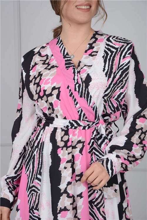 Jessica Fabric Figured Dress - Pink