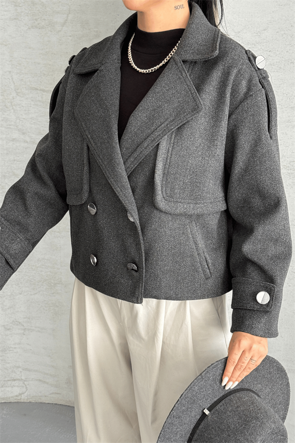 Kaşe Kumaş Bomber Mont - ANTRASİT