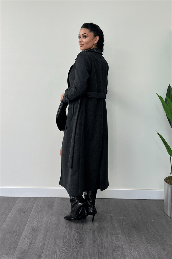 Kırçıllı Kaşe Kumaş Kaban - ANTRASİT