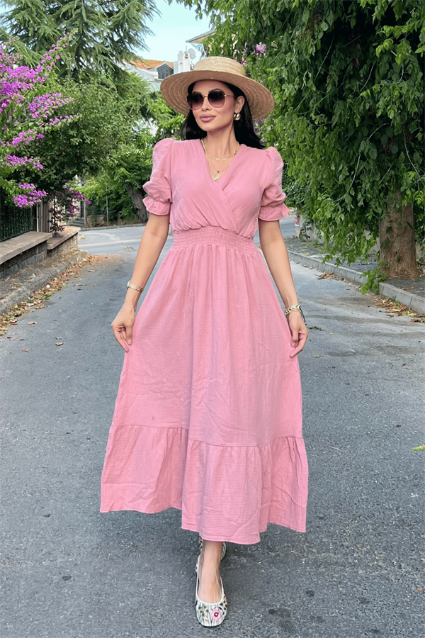 Müslin Kumaş Elbise - PUDRA