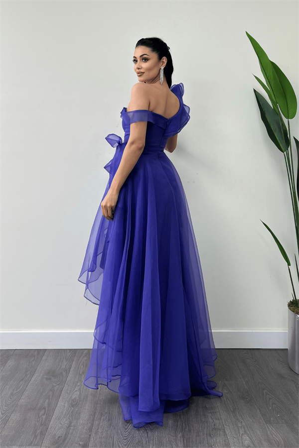 Organze Kumaş Kat Kat Abiye Elbise - MOR