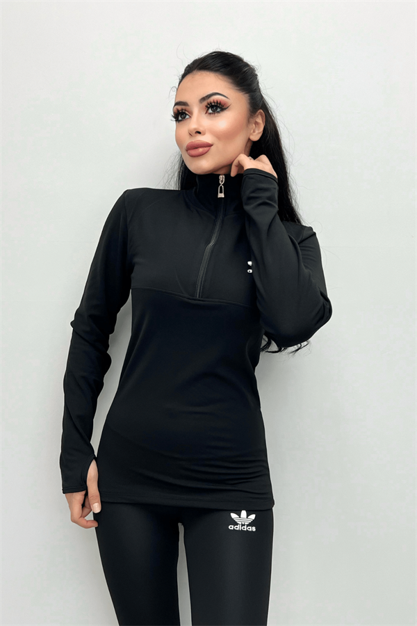 Şardonlu Likralı Kumaş Eşofman Takım - SİYAH