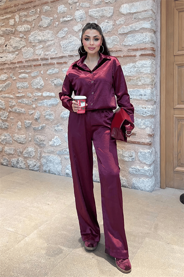 Saten Kumaş Takım - BORDO