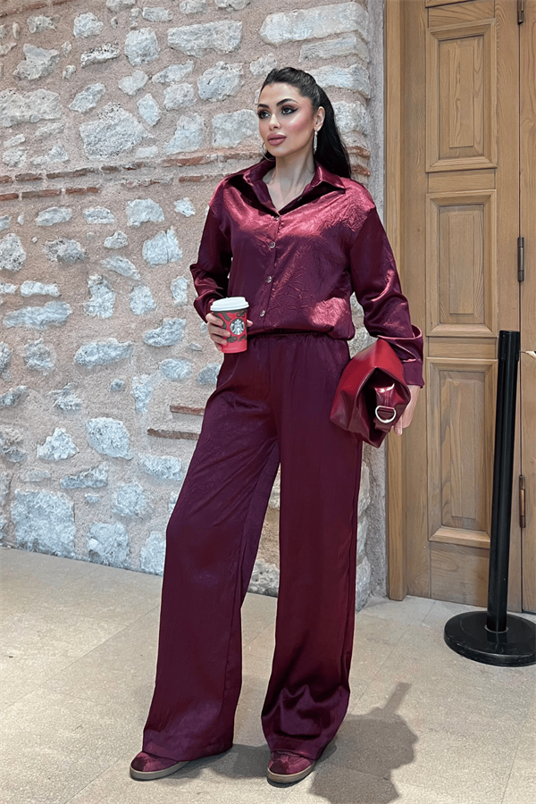 Saten Kumaş Takım - BORDO