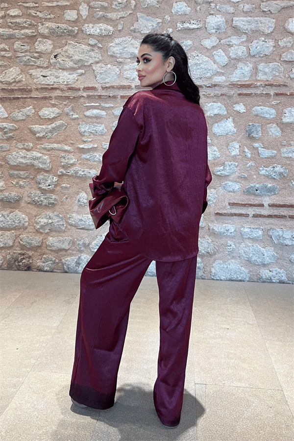 Saten Kumaş Takım - BORDO