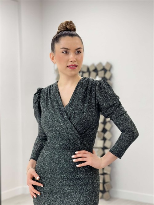 فستان ضيق لامع - فضة