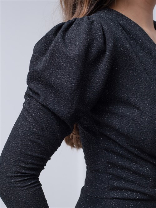 فستان ضيق لامع - الأسود