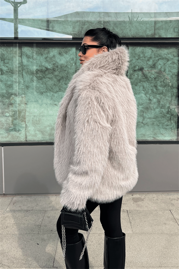 Suni Tasarım Kürk - GRİ