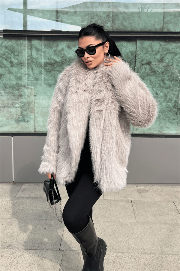 Suni Tasarım Kürk - GRİ