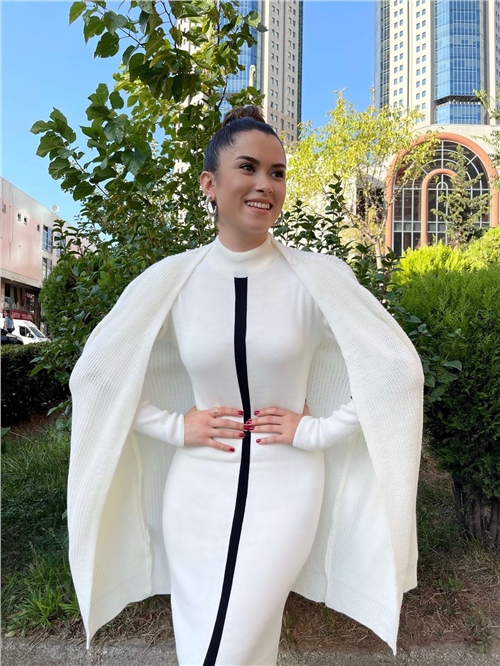 Knitwear Fabric Pencil Dress - White
