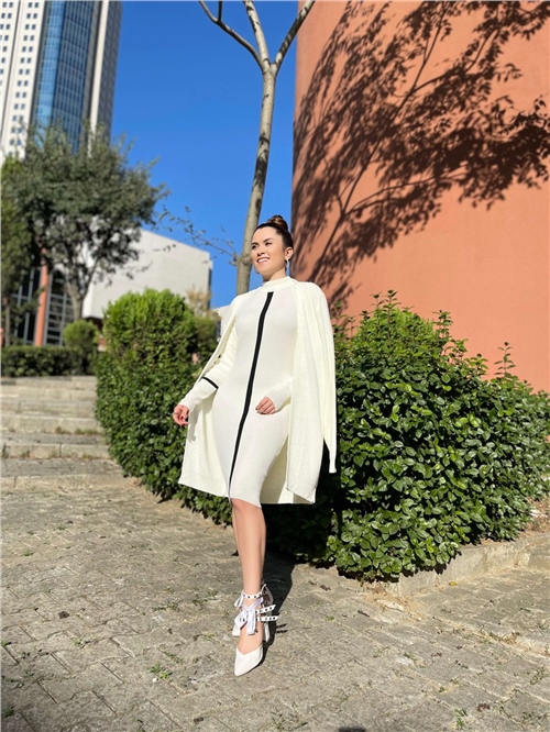 Knitwear Fabric Pencil Dress - White