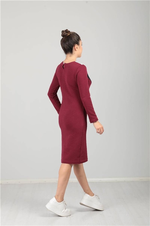 Three Thread Casual Dress - Claret Red