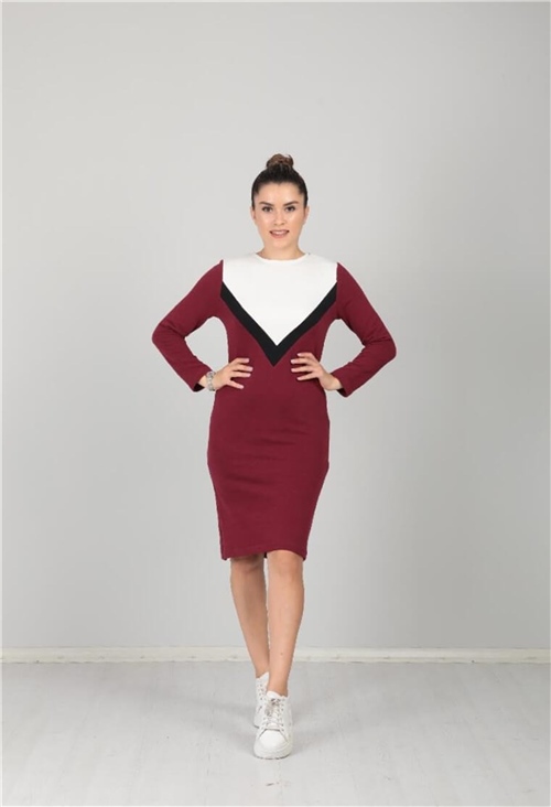 Three Thread Casual Dress - Claret Red
